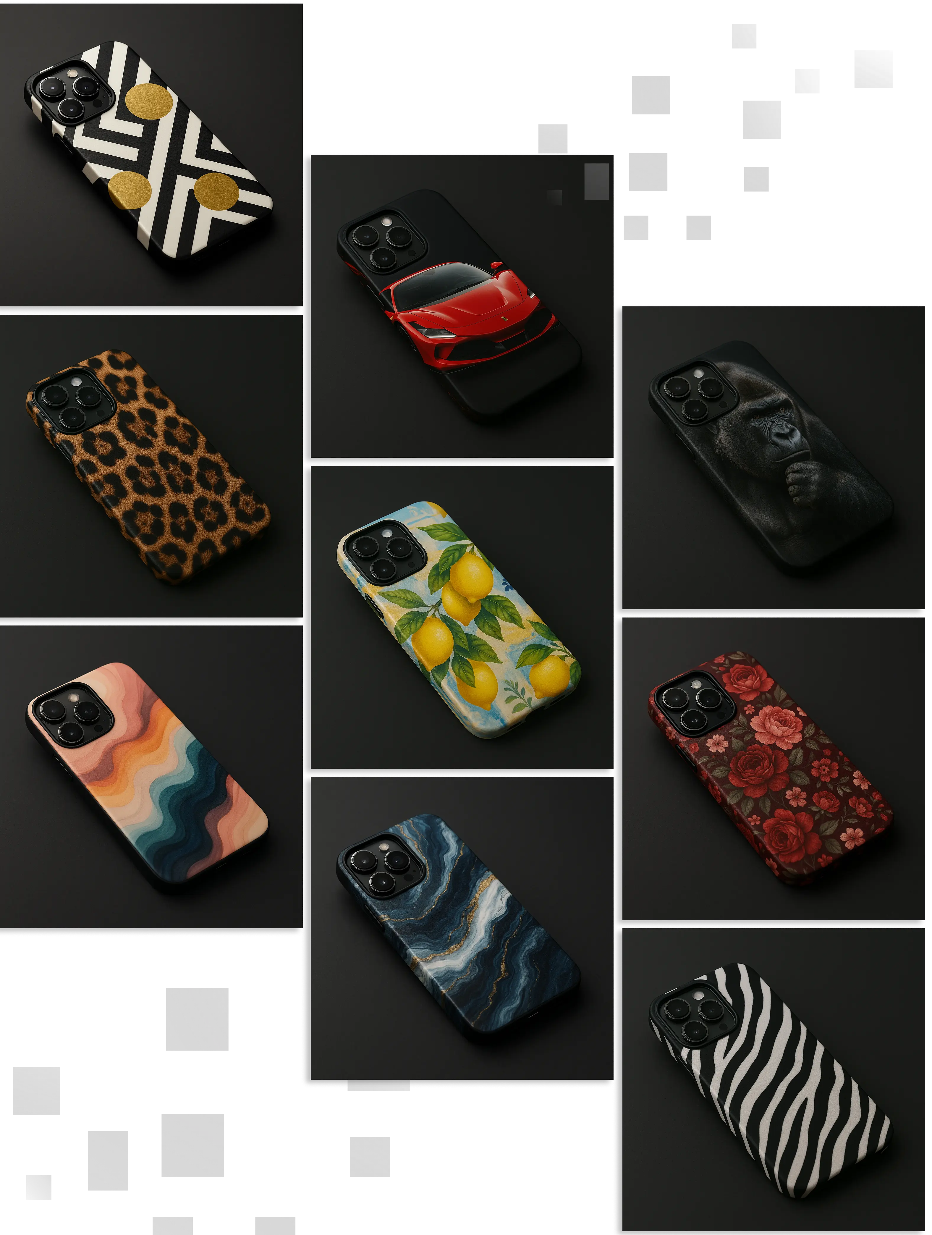 Phone X egyedi iPhone tok kollekció – citromos, cseresznyés, leopárdmintás, csillagjegyes, márvány és zebra dizájnos telefontokok MagSafe-kompatibilis változatban